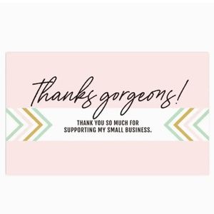 NEW 30 PCS THANKS GORGEOUS THANK YOU FOR SUPPORTING MY SMALL BUSINESS CARDS